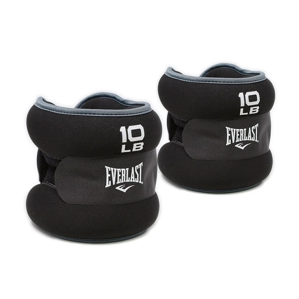 Pesas Tobilleras Everlast Ajustables 20 Libras Neoprene Pesas Tobilleras Everlast 20LB ajuste cómodo para piernas