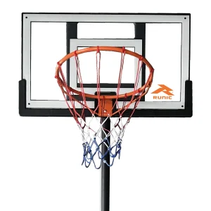 tablero con poste ajustable runic, cancha de baloncesto para exteriores