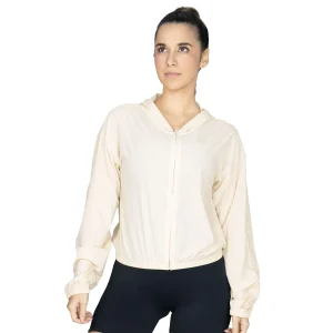 Chaqueta Everlast mujer Lumen color crema con capucha vista frontal