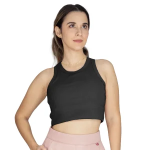 Ofertas Crop top Everlast acanalado negro