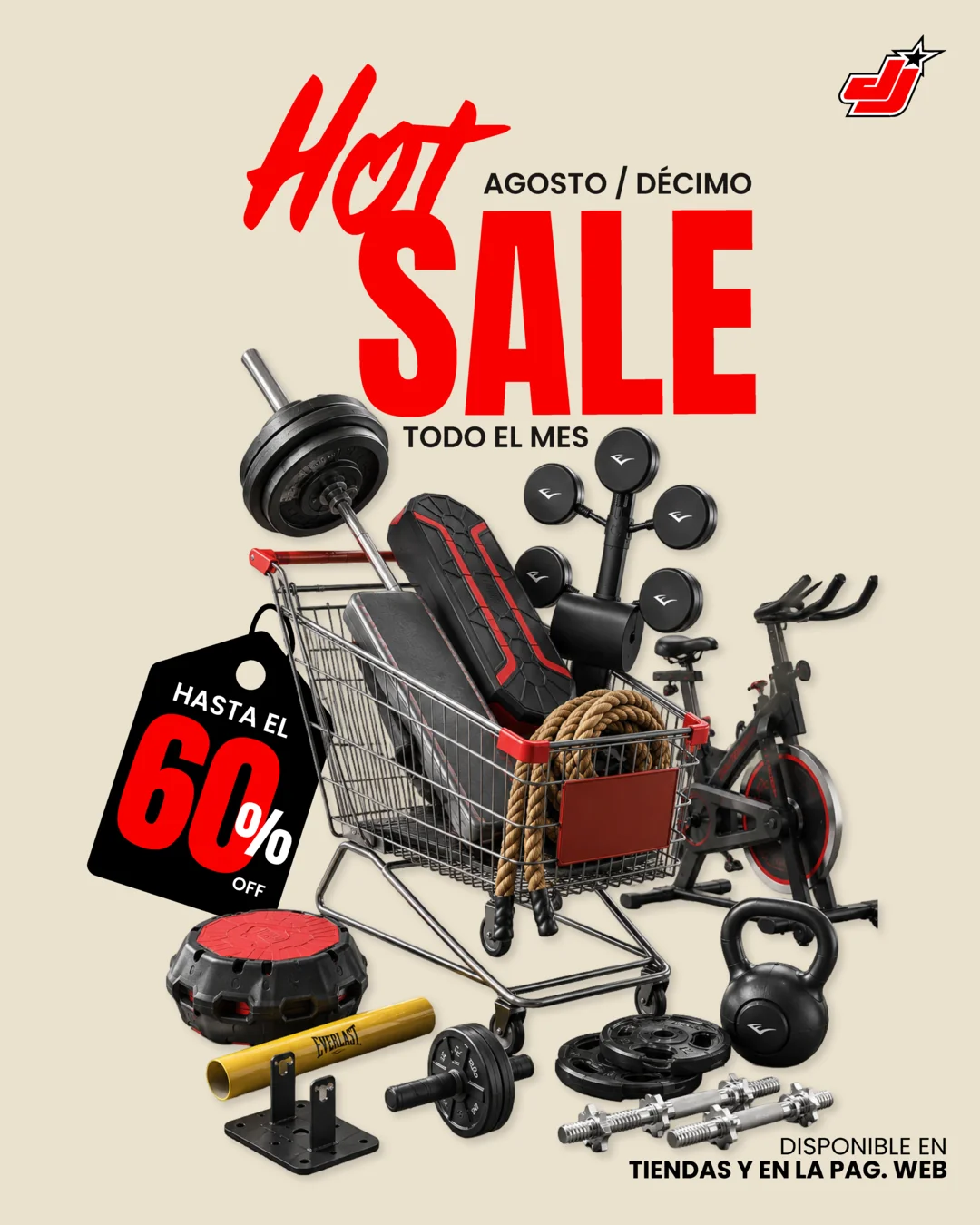 Hot Sale de agosto en Deportes Jimmy: hasta 60% de descuento en equipos de gimnasio Everlast